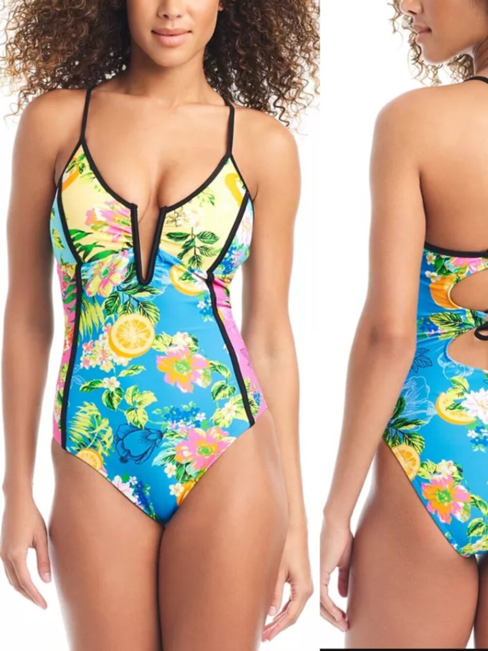Bar III Women's V-Wire One-Piece Swimsuit NWT Sz S